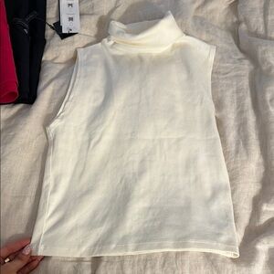 Zara Cream Sleeveless Turtleneck Tank Top